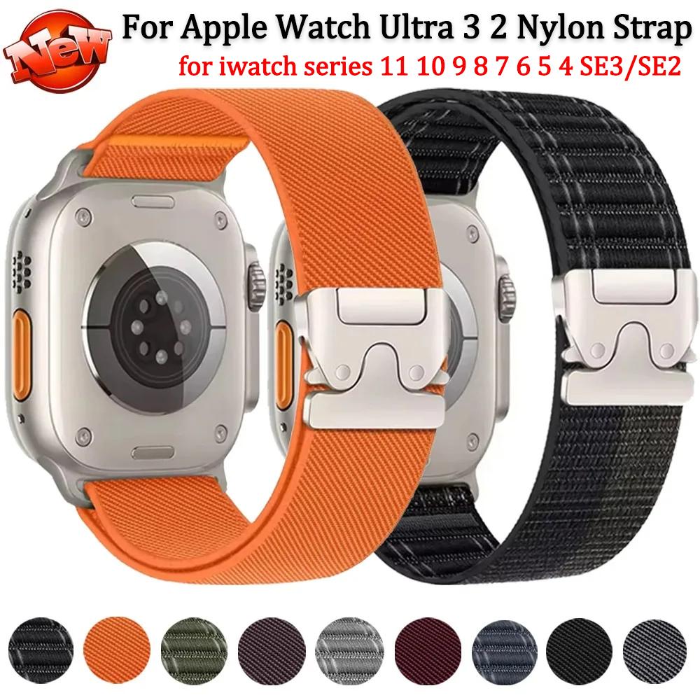 Нейлоновый ремешок для Apple Watch Band Ultra 3 2 49мм 46мм 42мм 45мм 41 44мм 40мм Парашютный браслет iWatch Серия 11 10 9 8 7 6 5 SE3