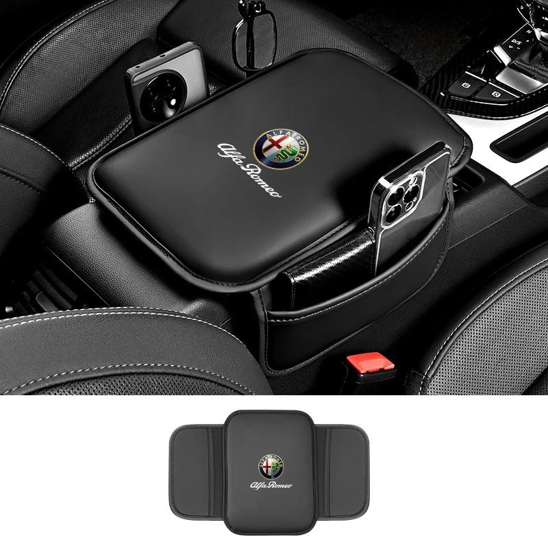 Hub Caps Car Armrest Mat Multi-function Storage Bag Soft Protect Pad For Alfa Romeo Giulia Stelvio Giulietta 156 159 147 Mito ToNV6