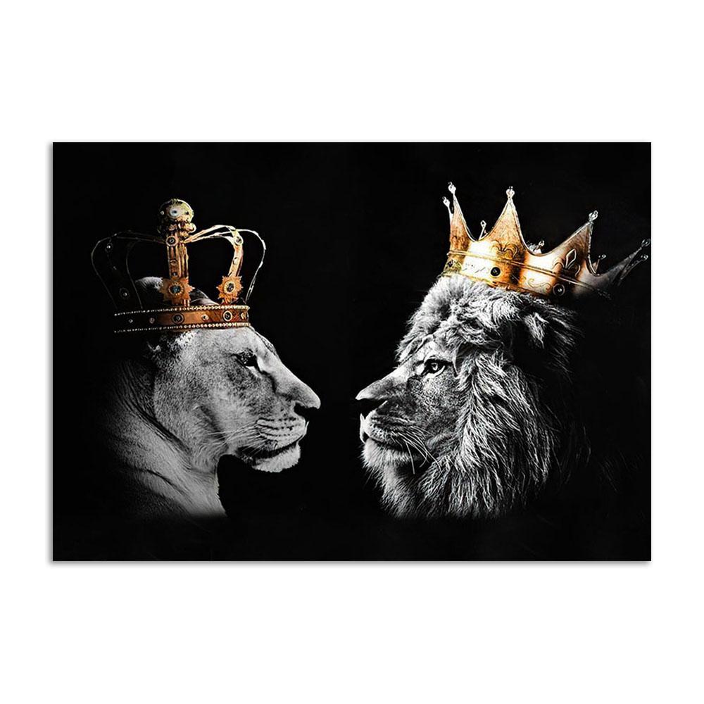 Lion Family King and Queen Wall Art Black and White Poster and Prints Modern Canvas Painting Picture Decoration Home Pictures