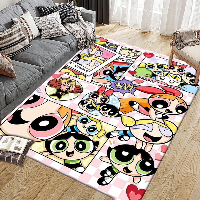 Powerpuff Girls Cute Area Rug, Powerpuff Girls Fan Cozy Carpet, Great Gift.chl