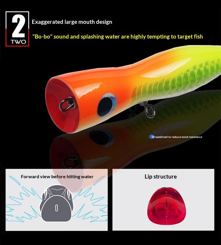Wooden Popper Lure Topwater 15cm65g Trolling Jig Lure Artificial Bait Splash Surface Saltwater Freshwater Offshore Boat Fishing