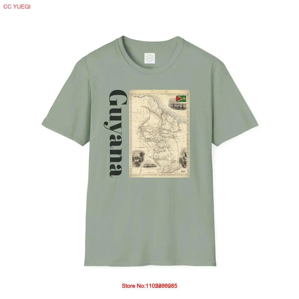 Vintage Guyana Map From 1851 T Shirt Vintage Fashion Homme Breathable Top For Everyday Wear Graphic Designer Clothes