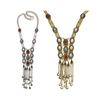 Fashion Boho Women Silver Gold Plated Chain Turquoise Bead Long Tassel Pendant Necklace