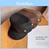 Simple Solid Color Gold Logo Decor Women Casual Suede Beret Hat Fall For
