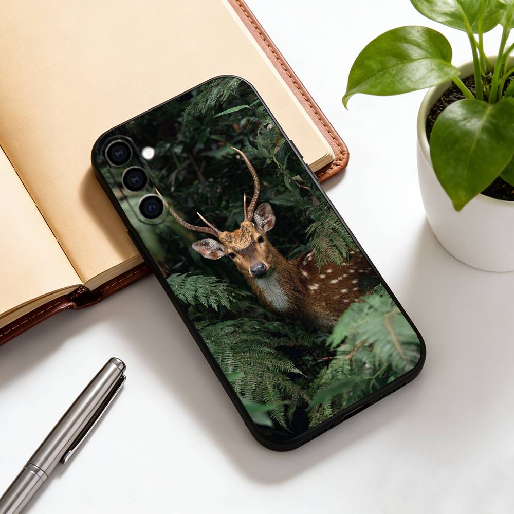 Чехол для телефона с оленем, черный силиконовый, мягкий, для Samsung Galaxy A73, A72, A71, A70, A53, A52, A51