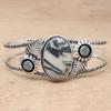 Silverleaf Jasper Gemstone Ethnic Silver Jewelry Cuff Bracelets7''Adjustable