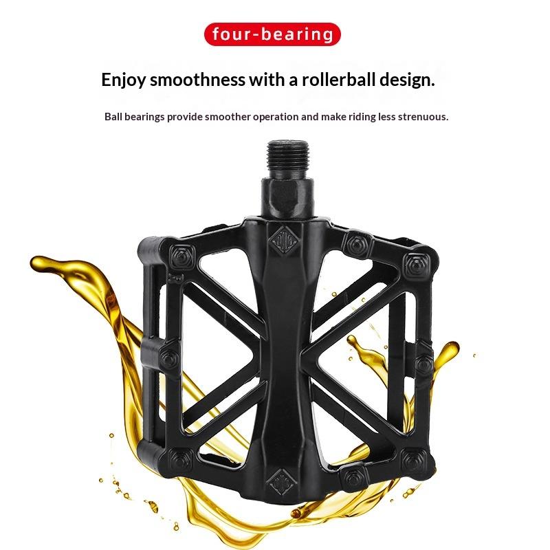 1 Pair Double Ball Bicycle Pedals Aluminum Alloy Anti Skid Mountain Bike Pedals Ultra-Light Flat Cycling Treadle Platform