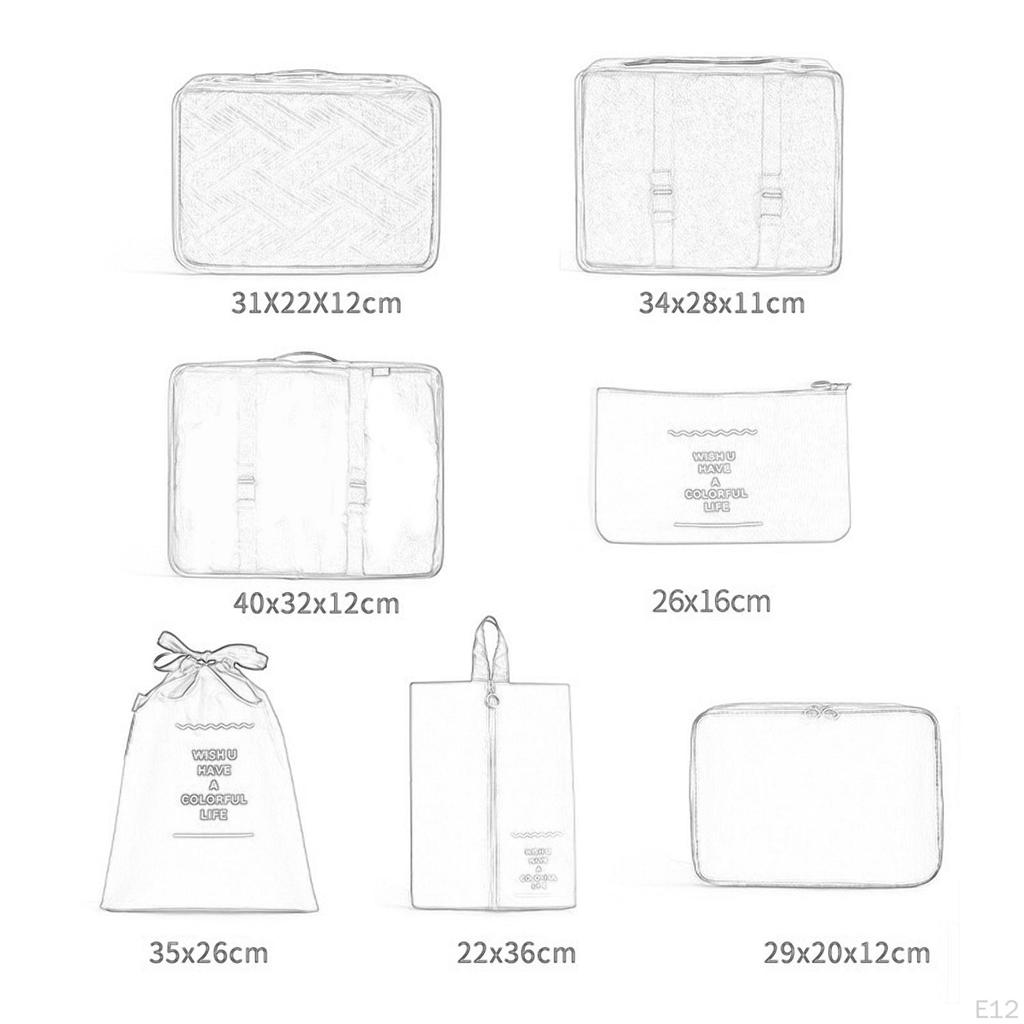 7 шт. упаковочные кубики, органайзеры для путешествий, пакеты для сортировки одежды, сумки для багажа, компрессионные сумки