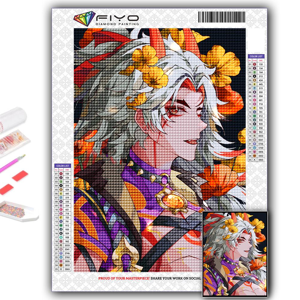 DIY 5D алмазная живопись Genshin и цветок, набор для вышивки крестом, полная дрель, вышивка, мозаика, художественная картина, стразы, подарок