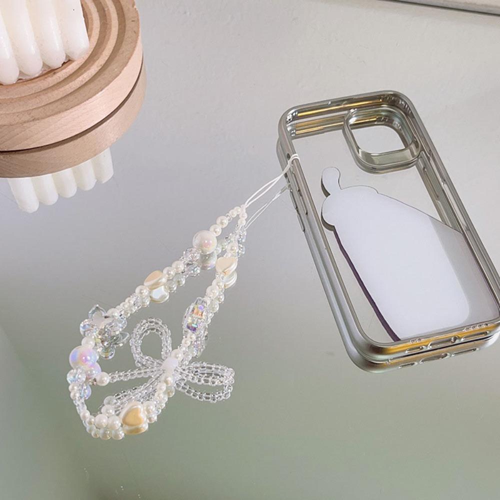 Bow Mobile Phone Bead Chain Love Mobile Phone Lanyard Hanging Rope Bead Phone Strap  Jewelry