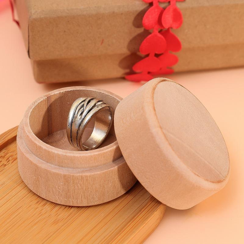 1/8x Mini Round Wooden Box Wedding Ring Jewelry Trinket Box Wood Storage Container Case DIY Your Names and Date Ring Container