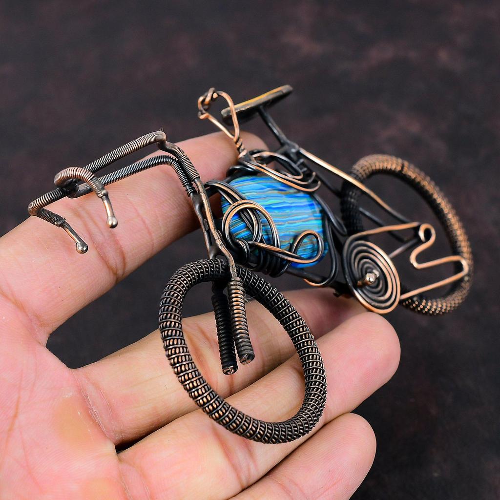 Rainbow Calsilica Pendant Copper Wire Wrapped Gemstone Pendant Cycle Jewelry Brand New Pendant Handmade Pendant Copper Jewelry Gift For Him