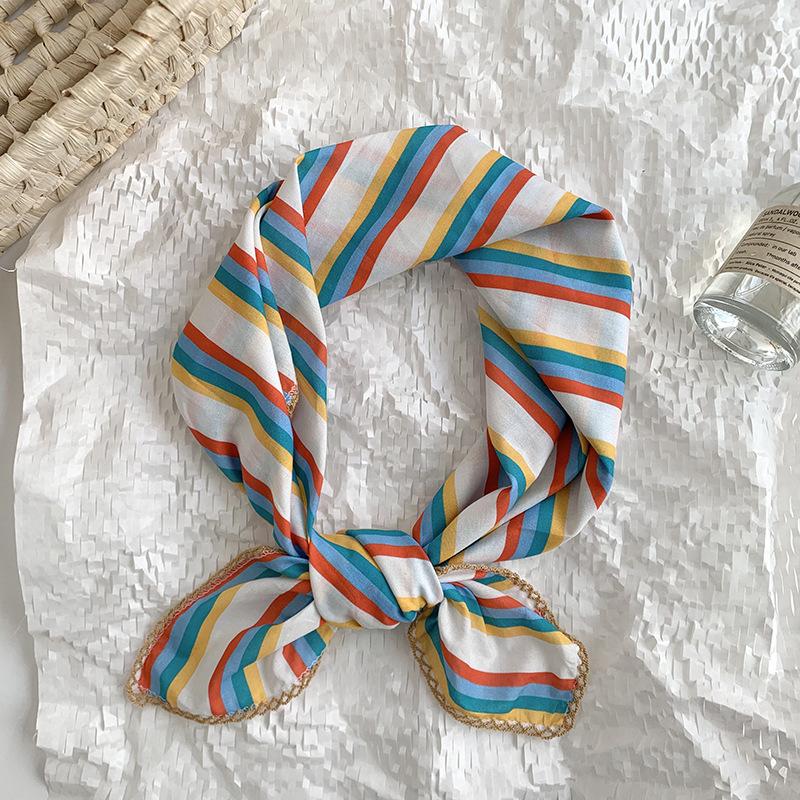 Платок летний женский пасторальное искусство мелкий цветочный универсальный декоративный маленький шарф шелковый платок квадратный платок высококачественные аксессуары для волос головной убор