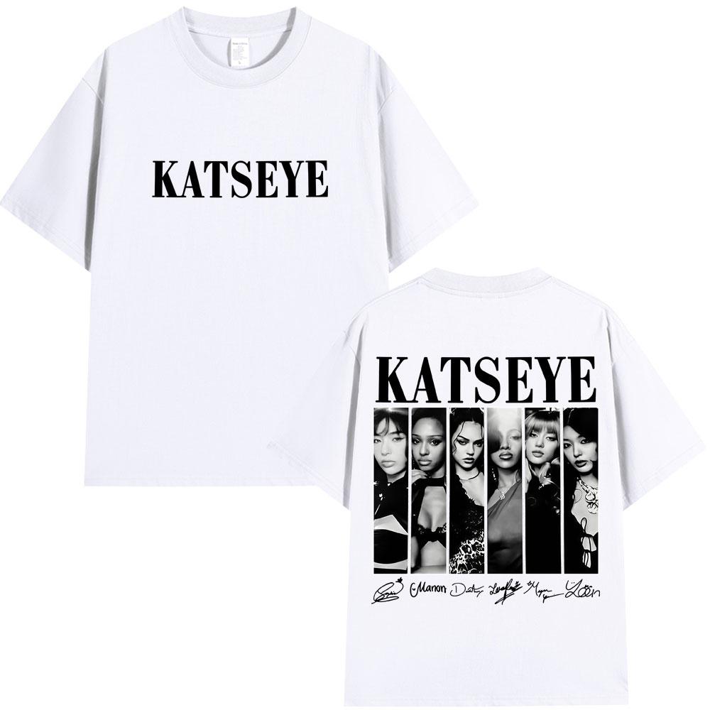 Vintage Korean Style Katseye Graphic T Shirts Kpop Fashion Unisex Women Popular Tshirt 100 Cotton Oversized T Shirts Streetwear