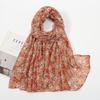 Spring and Autumn New Plant Flower Printing Versatile Bali Yarn Cotton and Linen Feel Scarf Elegant Sunscreen Shawl Women