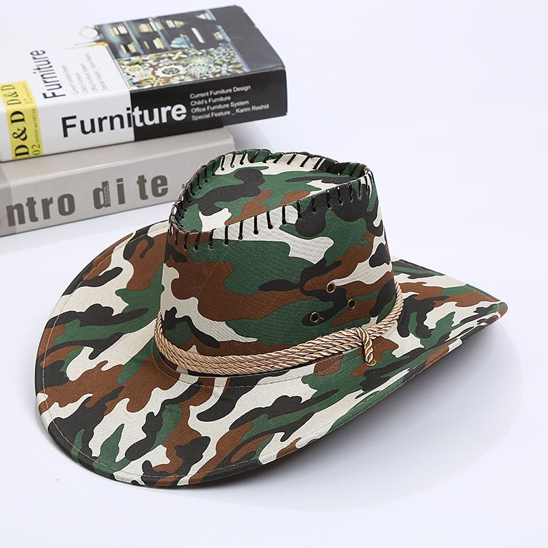 Men'S Hat Camouflage Cowboy Hat Summer Sun Protection Large Edge Sun Hat Outdoor Travel Mountaineering Hat Casual Fishing Hat