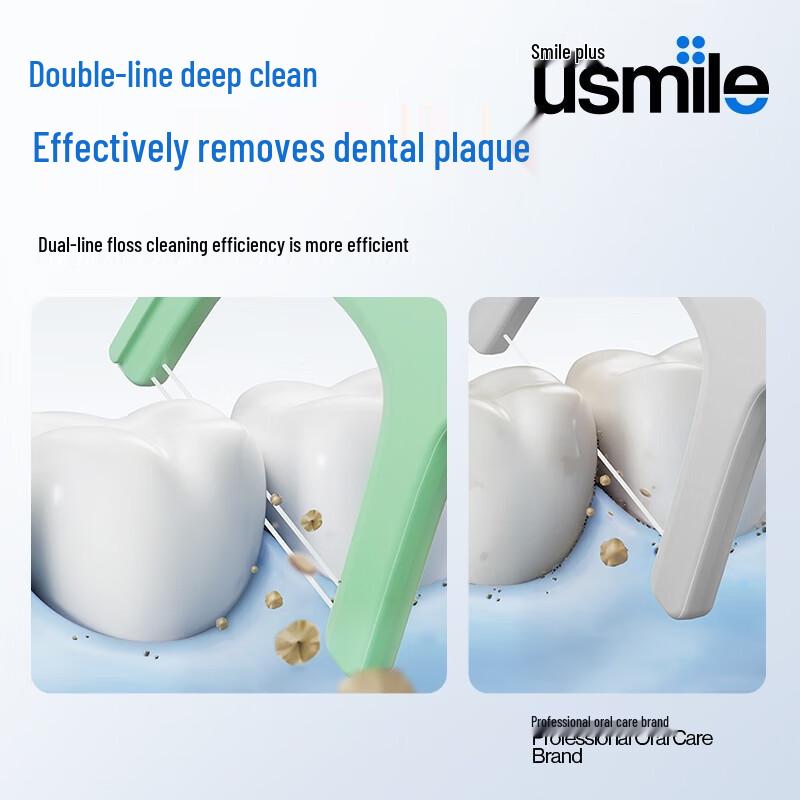 Usmile Double Line Fresh Mint Dental Floss Sticks