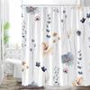 Yellow And Grey Floral Shower Curtain Watercolor Flower Shower Curtain For Bathroom Modern Minimalist White Fabric Bathroom De