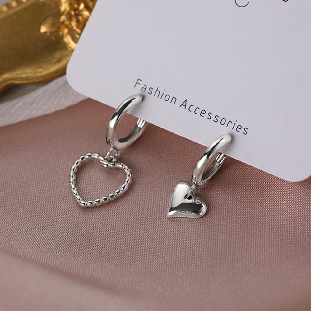 Charm Coper Plating Hollow Asymmetry Heart Ear Buckle Women Jewelry Hoop Earrings Heart Earrings