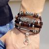 Simple Feather Moon Multilayer Punk Leather Bracelet Unisex
