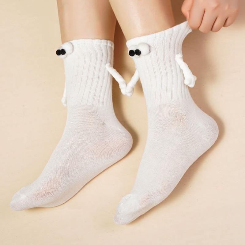 1 пара клубных носков для пар знаменитостей Ins, модные забавные креативные носки с магнитным притяжением, черно-белые носки для пар с мультяшными глазами и глазами