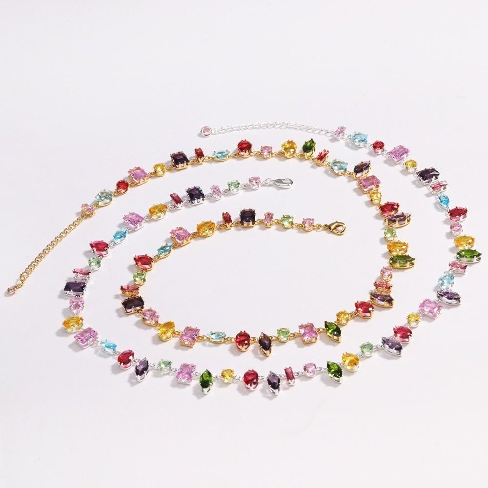Zircon Zircon Necklace Bracelet Eariings Colorful Fashion Jewelry Accessory Prom