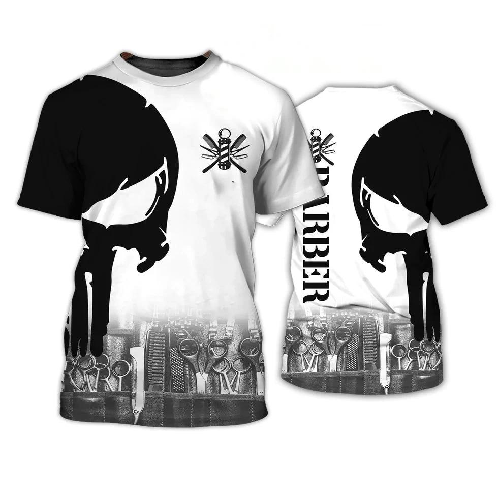 Hot Barbershop Men's T-shirt Top 3D Printing Short Sleeve Pullover Men's Summer Fashion Cool T-shirt