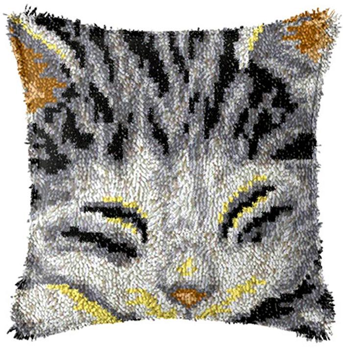 Cute Animal Latch Hook Rug Kits Pillows Smyrna Package Carpet Cat Embroidery Latch Hook Kit Diy Cross Stitch Pillow Knooppakket