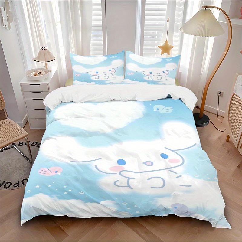 3pcs Love Cinnamoroll Sanrio Print Cover Set Ultra Soft, Breathable, and Comfortable Bedding with Stylish Design for Bedroom and Guest Room Decor