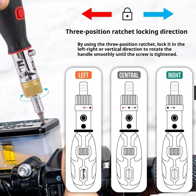 Набор инструментов: Трещоточная отвертка 10-в-1, многоугольная, реверсивная