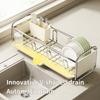Kitchen Dish Drying Rack with Drainboard Rust Proof Dish Drainer Drain Basket Countertop Dinnerware Organizer Drainboard