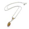 Les Trésors De Lily [N2814] - Silver Necklace 'Inspiration' Amber (rhodium-plated) - 28x9 Mm