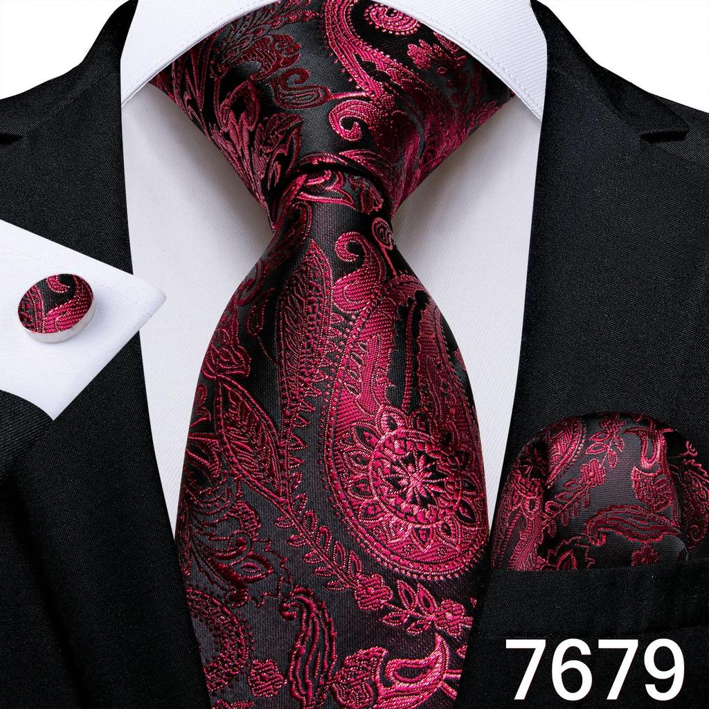 Мужской шелковый галстук в клетку, полосатый однотонный синий галстук, носовой платок, набор запонок, свадебный комплект