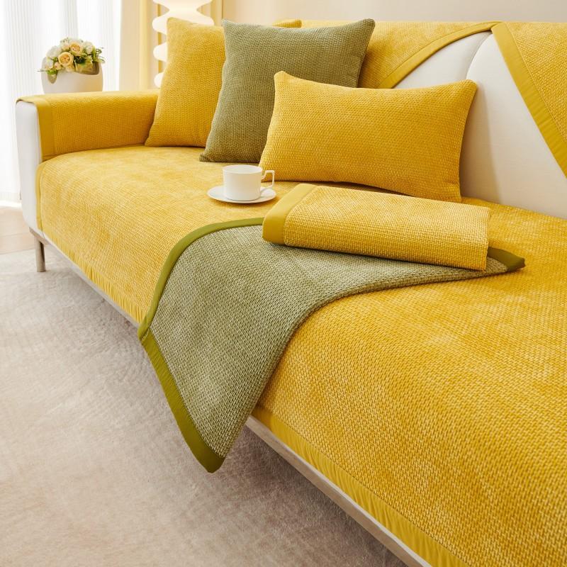 Modern Solid Color Sofa Cover Non-Slip Thick Chenille for Living Room Couch Cushion Mat Corner Sofa Cover Sofas Towel Home Decor