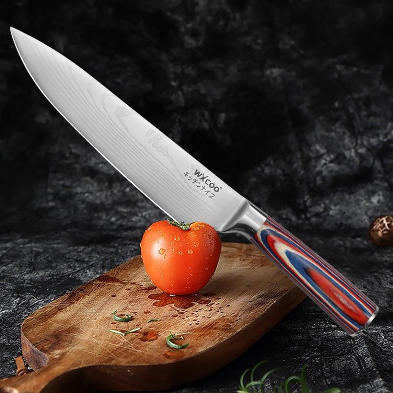 Кухонный нож с дамасским узором, набор японских ножей сантоку, нержавеющая сталь 5Cr15MOV, нож шеф-повара, нож-топорик, универсальный инструмент для нарезки