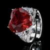 Jewelry Simulation Red Corundum Heart-Shaped Temperament Light Luxury Ring Heroine Stone 15 * 15