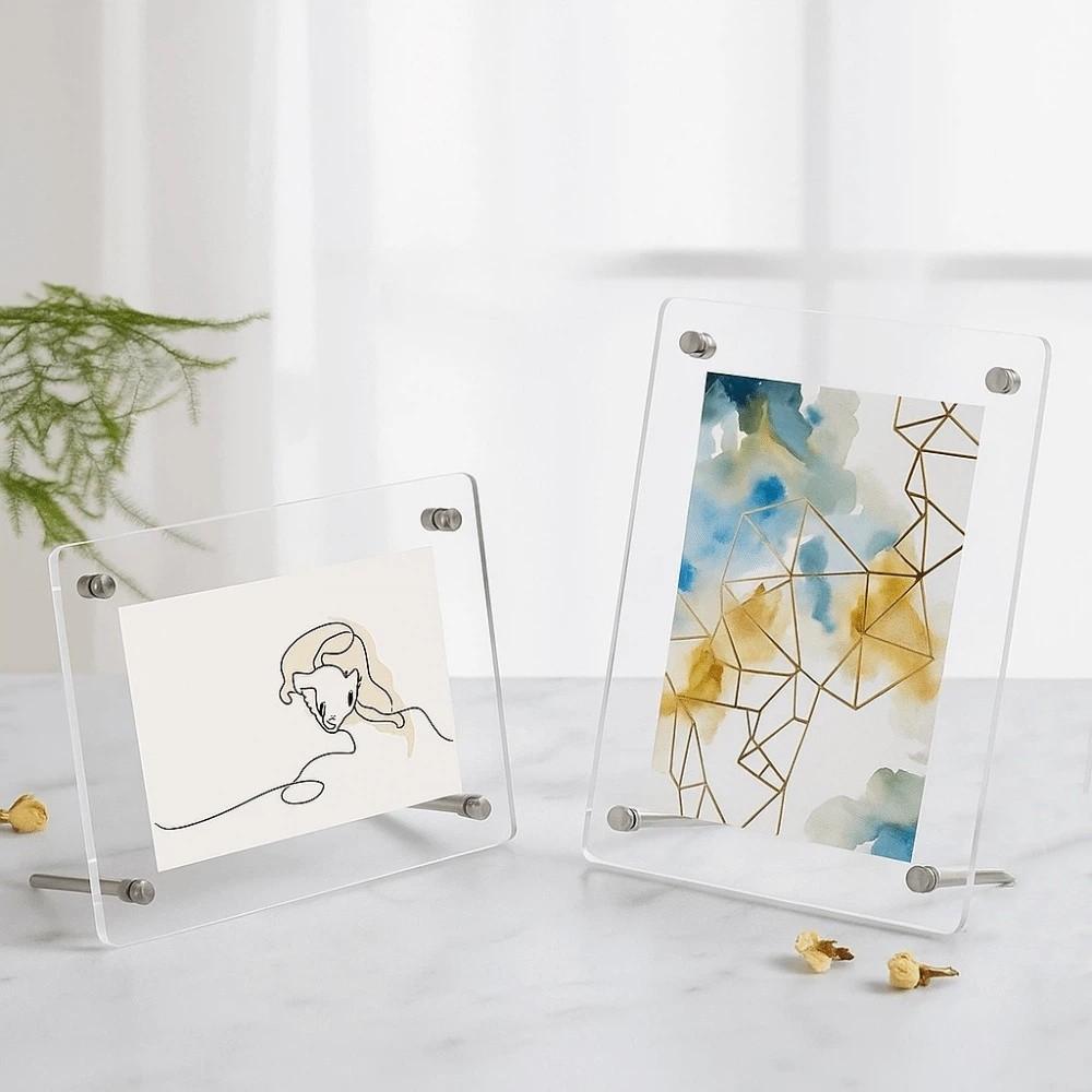 Прямоугольная акриловая фоторамка Горизонтальная подставка для постера Прозрачные фоторамки Офис