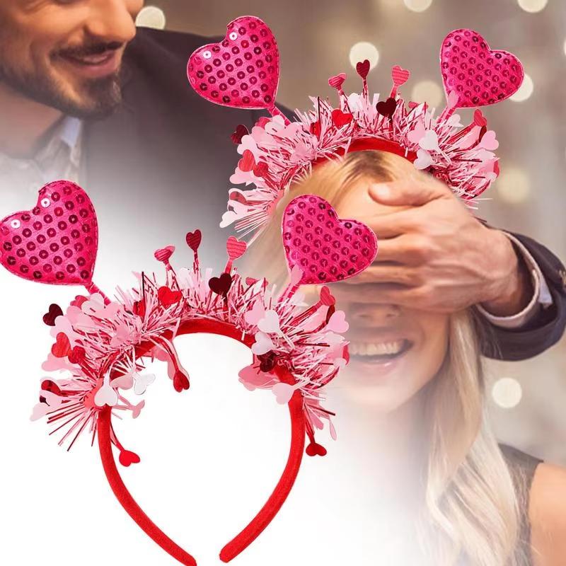 Red Heart Headband Heart Hair Accessories Valentines Day Hairband Hair Hoop Photo Props Valentines Headband For Lovers Wives