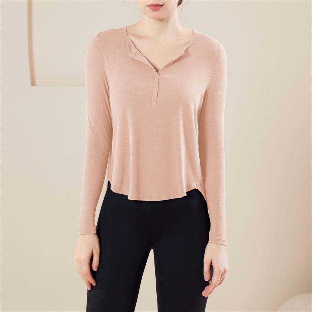 Свободная футболка для фитнеса и йоги с длинным рукавом, быстросохнущая накидка, новинка осени, универсальный топ с нитью для спортивного фитнес-костюма для женщин