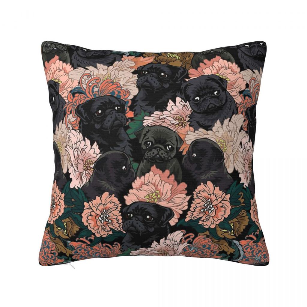 Because Black Pug Square Pillowcase Pillow Cover Polyester Cushion Decor Comfort Throw Pillow for Home Car