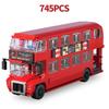 745 деталей MOC Технический Винтажный Двухэтажный Автобус Модель Автомобиля Строительные Блоки Городской Автомобиль Кирпичики Игрушки для Взрослых Рождественские Подарки на День Рождения