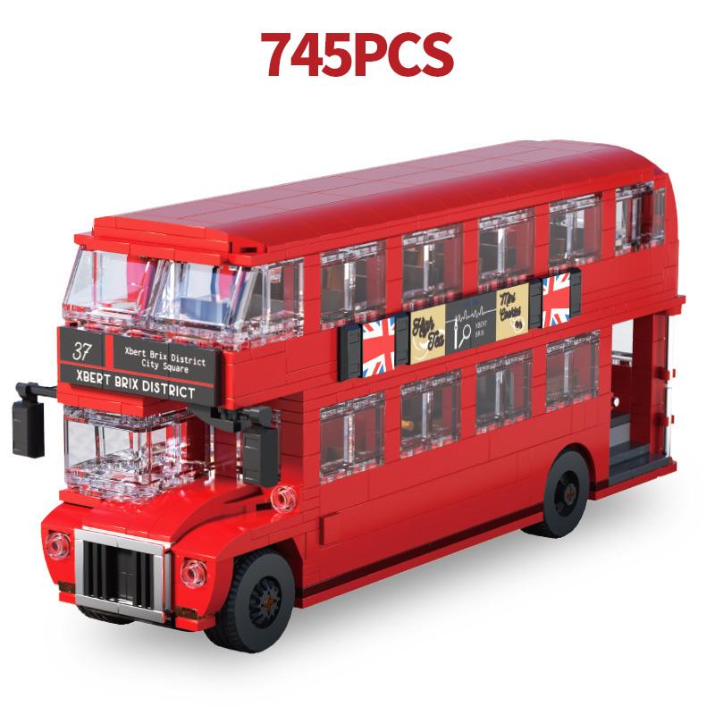 745 деталей MOC Технический Винтажный Двухэтажный Автобус Модель Автомобиля Строительные Блоки Городской Автомобиль Кирпичики Игрушки для Взрослых Рождественские Подарки на День Рождения