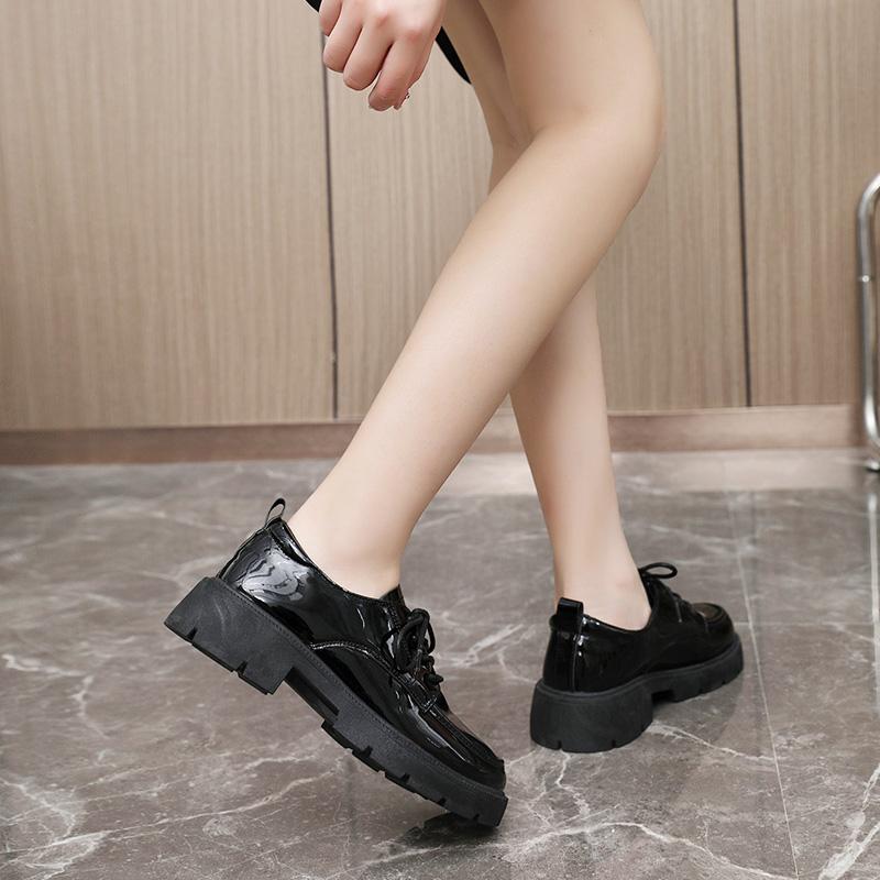 Spring and Autumn New Women's Shoes Shiny Thick-soled Loafers Shoes Thick-soled Outdoor Casual Shoes Zapatos Para Mujeres