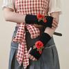 Half Finger Embroidery Knitted Gloves Vintage Crochet Flower Mittens Winter Wool Gloves Autumn