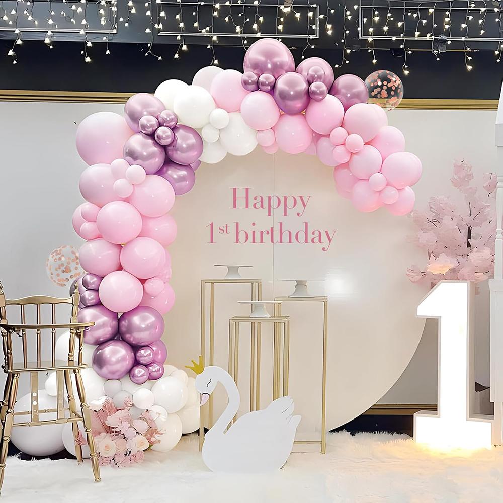 Pink Balloon Arch Kit White Metallic Pink Confetti Balloons Garland Wedding Baby Shower Gender Reveal Birthday Party Decoration