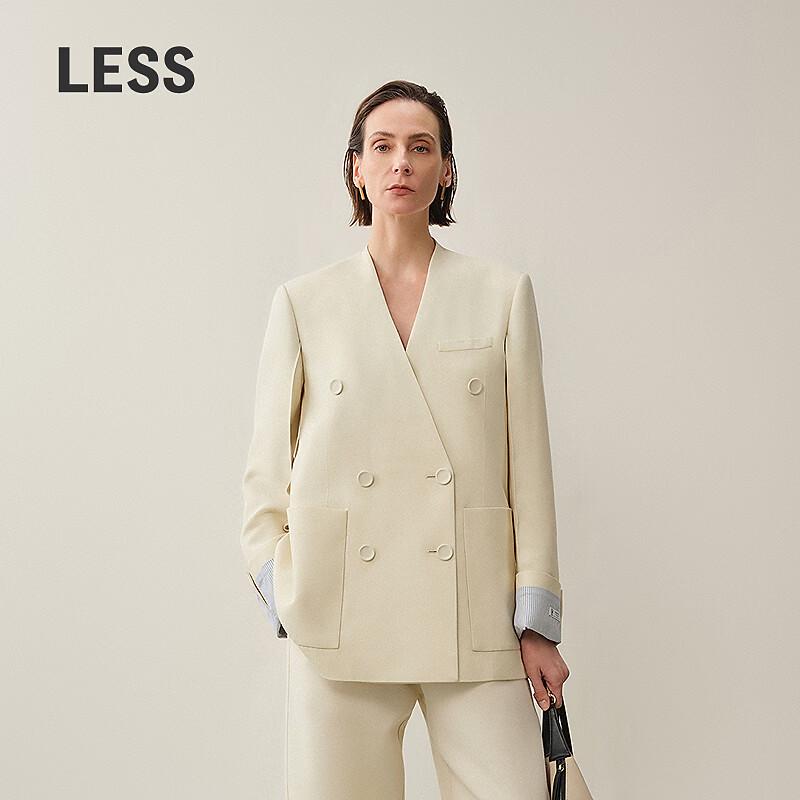 LESS Women's Collarless Longline Blazer