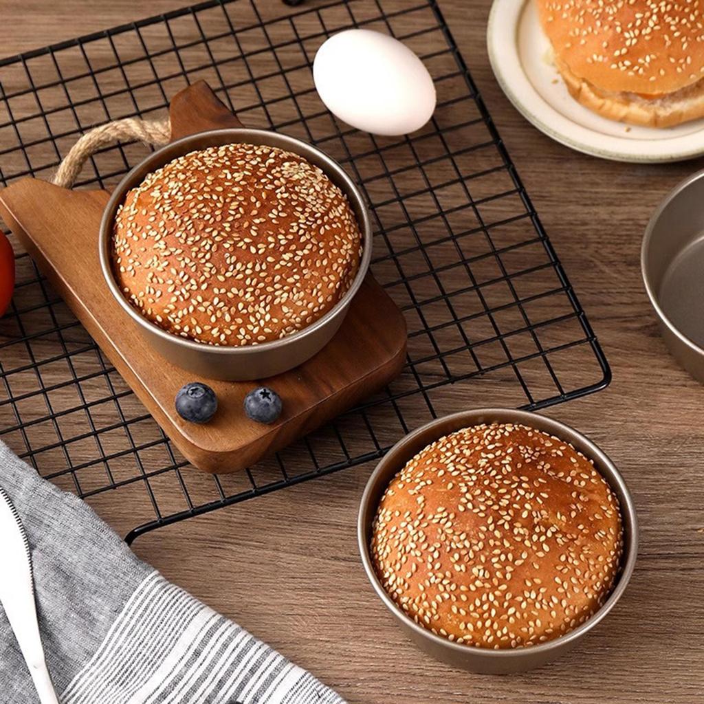 Набор из 2 форм для аэрофритюрницы с антипригарным покрытием, формы для булочек для гамбургеров, формы из углеродистой стали, идеально подходят для выпечки мини-кексов и бургеров