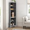 Bathroom Cabinet, Corner Cabinet with Two Storage Compartments, Open Compartment with Adjustable Shelf, 36.5x 36.5 x 155 cm, Light Grey