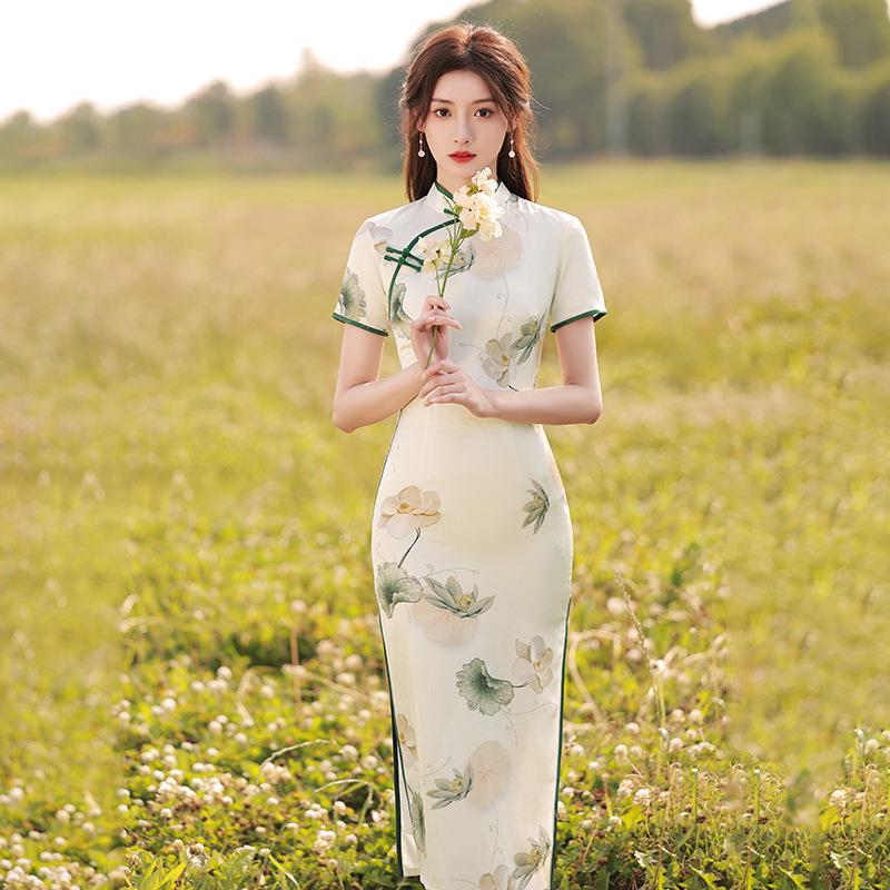Элегантное летнее платье-чонсам Zen для женщин: Новый дизайн в китайском стиле с разделением кнопок