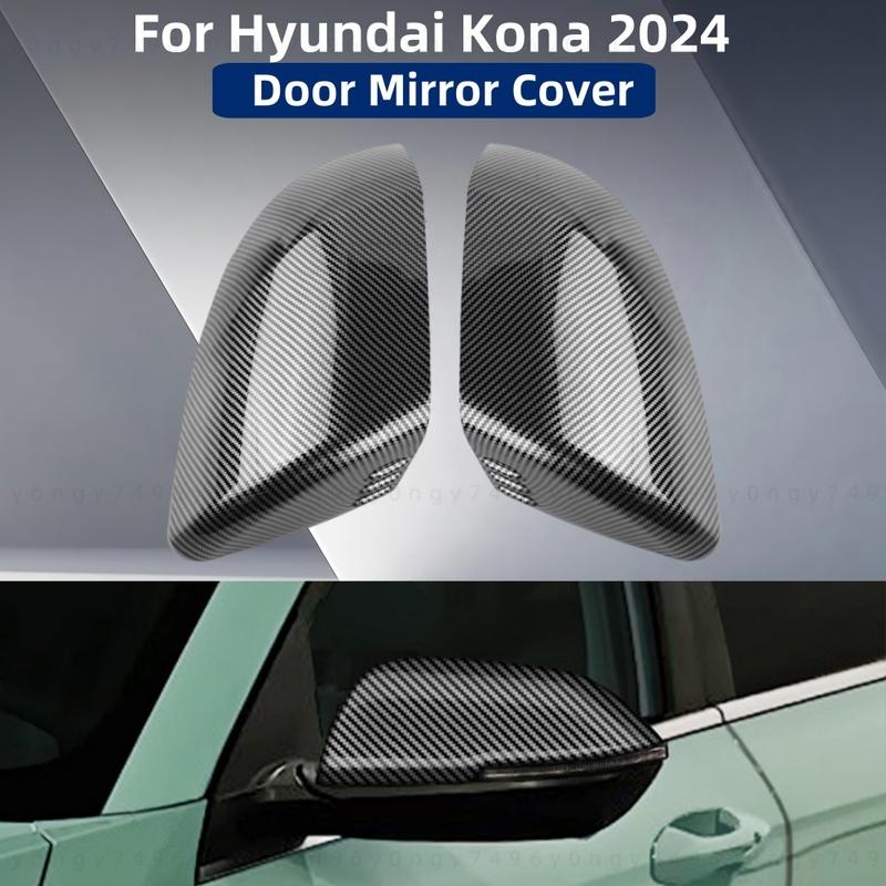 Пластик ABS Для Hyundai Kona 2024 Авто Стайлинг Модификация Аксессуары Углеродное Волокно Накладка на Зеркало Боковой Двери Стиль Наклейки